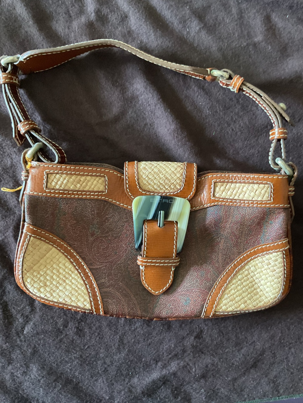 Etro Brown and Tan Leather Accent Shoulder Bag